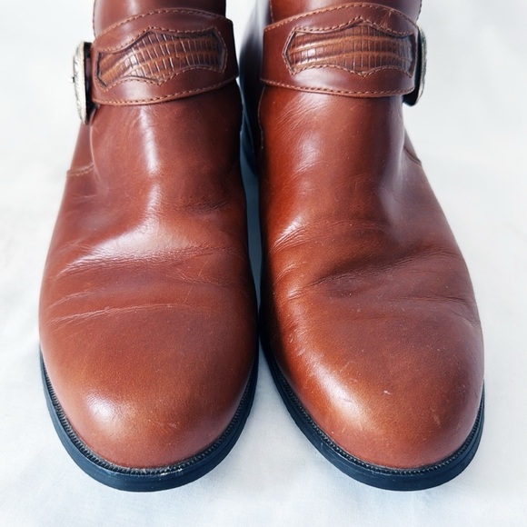 ARIAT Cognac Leather Ankle Boots With Western Buckle Size 8.5 - Picture 6 of 8